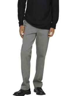 Pantalon Chino gris uni avec une coupe droite à zip et à bouton