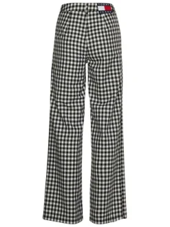 Pantalon Chino Hr Wide Leg Pant blanc vichy avec une coupe bootcut et des poches latérales