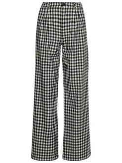 Pantalon Chino Hr Wide Leg Pant blanc vichy avec une coupe bootcut et des poches latérales