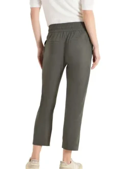 Pantalon chino kaki uni avec une coupe droite et une taille élastiquée