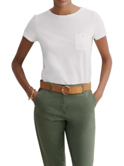Pantalon chino kaki uni avec une taille intermédiaire et 2 poches