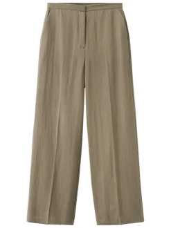 Pantalon chino kaki uni pourvu d'une coupe large et d'une taille haute