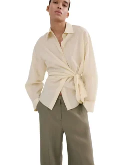 Pantalon chino kaki uni pourvu d'une coupe large et d'une taille haute