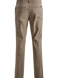Pantalon chino Marco beige uni en coton avec une coupe slim et des poches