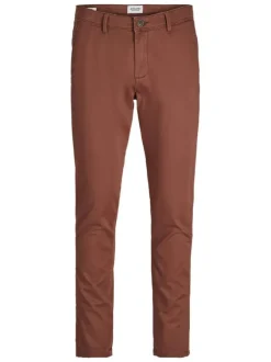 Pantalon Chino Marco Bowie en coton brique uni avec une coupe slim