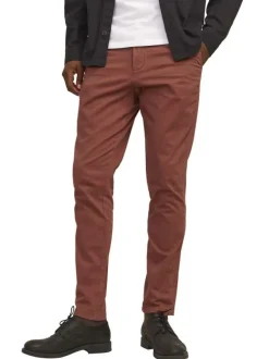 Pantalon Chino Marco Bowie en coton brique uni avec une coupe slim