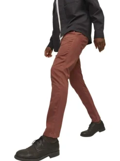 Pantalon Chino Marco Bowie en coton brique uni avec une coupe slim