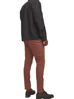 Pantalon Chino Marco Bowie en coton brique uni avec une coupe slim