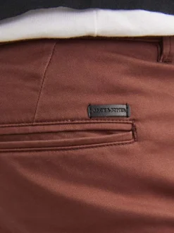 Pantalon Chino Marco Bowie en coton brique uni avec une coupe slim
