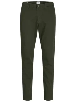 Pantalon Chino Marco Bowie en coton kaki uni avec une coupe slim