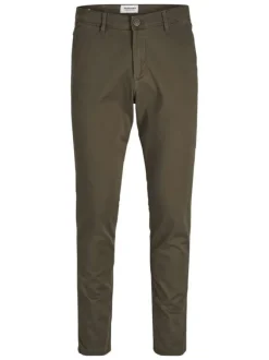 Pantalon chino Marco Bowie en coton mélangé marron uni avec une coupe slim
