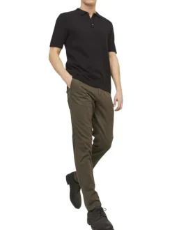 Pantalon chino Marco Bowie en coton mélangé marron uni avec une coupe slim