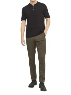Pantalon chino Marco Bowie en coton mélangé marron uni avec une coupe slim