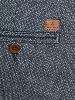 Pantalon chino Marco en coton mélangé bleu texturé avec une coupe slim