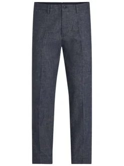 Pantalon Chino marine chiné avec une coupe slim et un style 4 poches