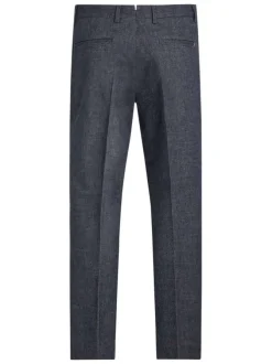 Pantalon Chino marine chiné avec une coupe slim et un style 4 poches