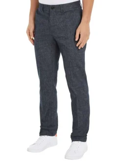 Pantalon Chino marine chiné avec une coupe slim et un style 4 poches