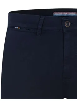 Pantalon chino marine en coton avec une coupe slim et 2 poches à l'arrière