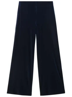 Pantalon Chino marine en velours coupe ample avec coutures ton sur ton