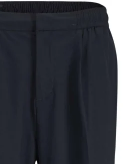 Pantalon chino marine à plis pourvu d'une coupe droite et de poches plaquées