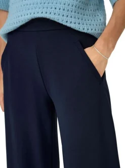 Pantalon Chino marine uni avec une coupe flare et une taille élastiquée