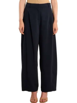 Pantalon chino marine uni pourvu d'une coupe large et d'une taille haute