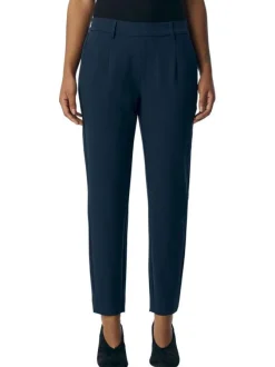 Pantalon chino marine uni pourvu d'une coupe slim et d'une taille intermédiaire