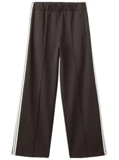 Pantalon chino marron uni pourvu d'une coupe bootcut et d'une taille élastiquée