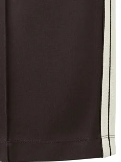 Pantalon chino marron uni pourvu d'une coupe bootcut et d'une taille élastiquée