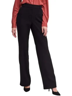 Pantalon Chino Maya noir uni à coupe bootcut avec dos élastiqué