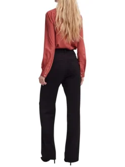 Pantalon Chino Maya noir uni à coupe bootcut avec dos élastiqué