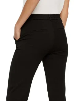 Pantalon Chino Maya noir uni à coupe slim avec des poches passepoilées