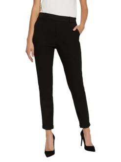 Pantalon Chino Maya noir uni à coupe slim avec des poches passepoilées