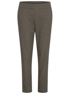 Pantalon chino 7/8éme noir imprimé géométrique avec une coupe slim