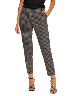 Pantalon chino 7/8éme noir imprimé géométrique avec une coupe slim