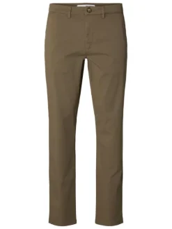 Pantalon Chino Miles en coton biologique brun uni à coupe slim