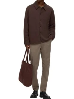 Pantalon Chino Miles en coton biologique brun uni à coupe slim