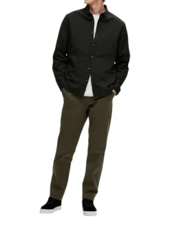 Pantalon Chino Miles en coton biologique kaki uni à coupe slim