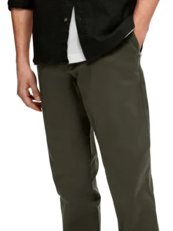 Pantalon Chino Miles en coton biologique kaki uni à coupe slim