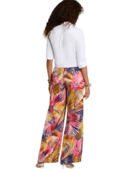 Pantalon chino multicolore floral casual pourvu d'une coupe large