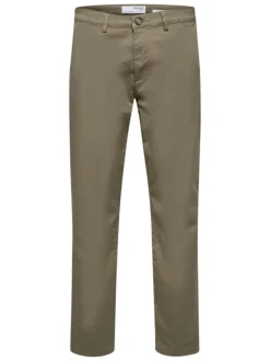 Pantalon Chino New Miles camel uni avec une coupe slim et 4 poches