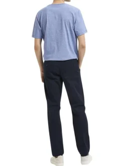 Pantalon Chino New Miles marine uni avec une coupe slim et 4 poches