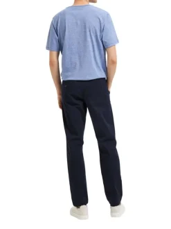 Pantalon Chino New Miles marine uni avec une coupe slim et 4 poches