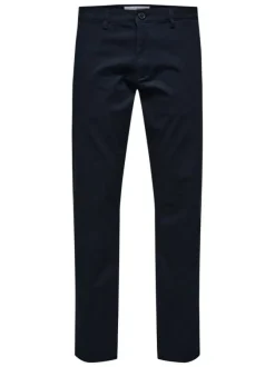 Pantalon Chino New Miles marine uni avec une coupe slim et 4 poches