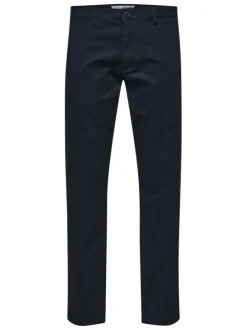 Pantalon Chino New Miles marine uni avec une coupe slim et 4 poches