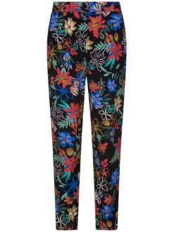 Pantalon Chino noir avec imprimé floral all-over coupe carotte