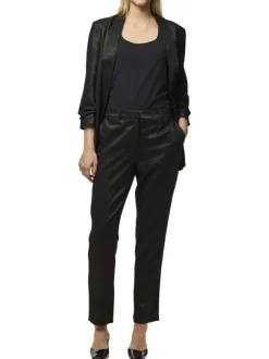 Pantalon chino noir coupe slim avec incrustation de fils lurex