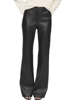 Pantalon chino noir enduit avec une coupe bootcut et 5 poches