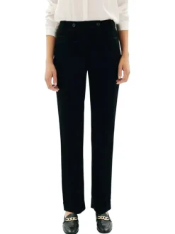 Pantalon Chino noir en maille côtelée pourvu d'une coupe bootcut