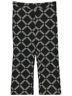 Pantalon chino noir à motifs géométriques imprimés avec une coupe ample